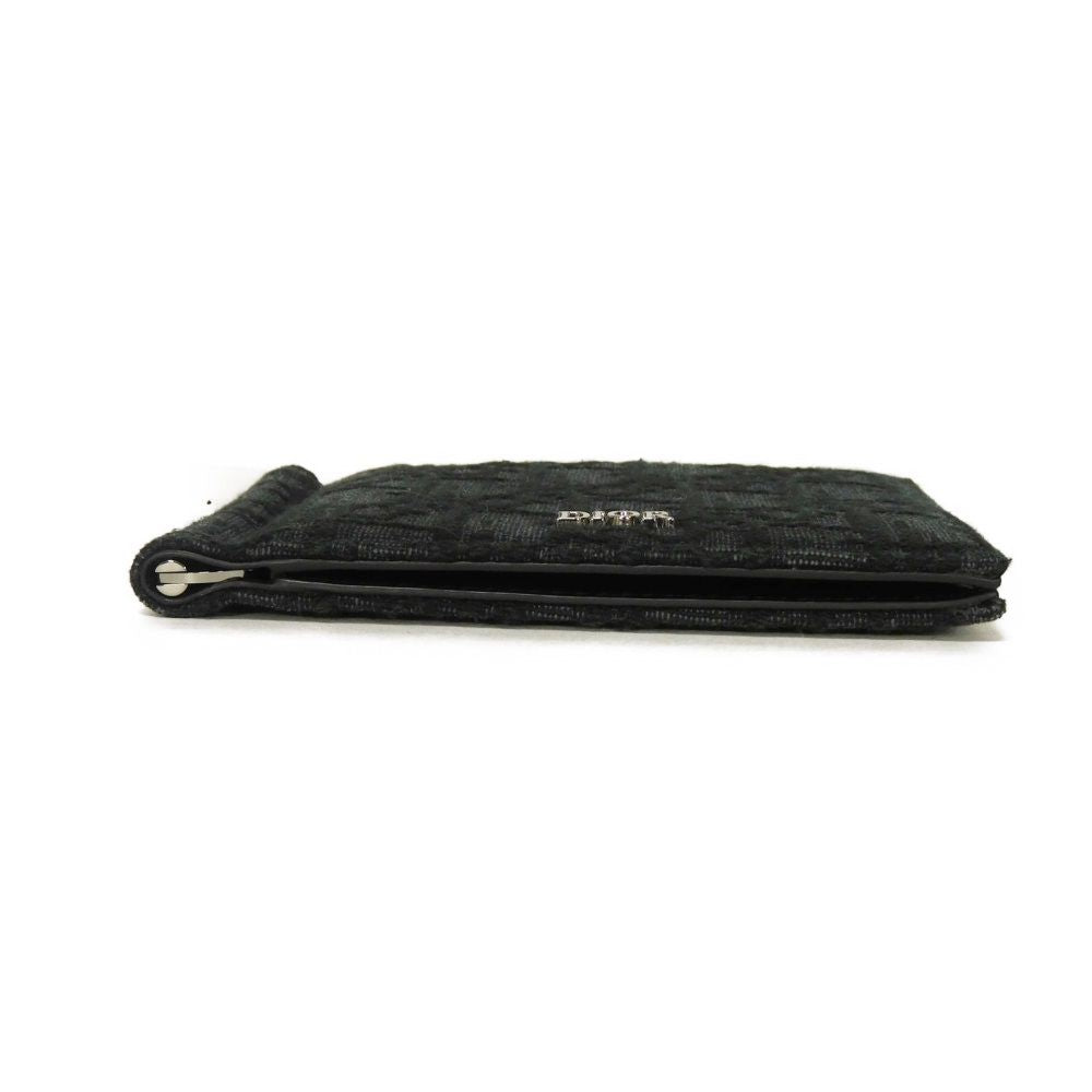 Dior Bifold Wallet 2ESBH069YSE_H03E Jacquard canvas x smooth calf leather black logo metal Oblique Jacquard Money Clip Wallet