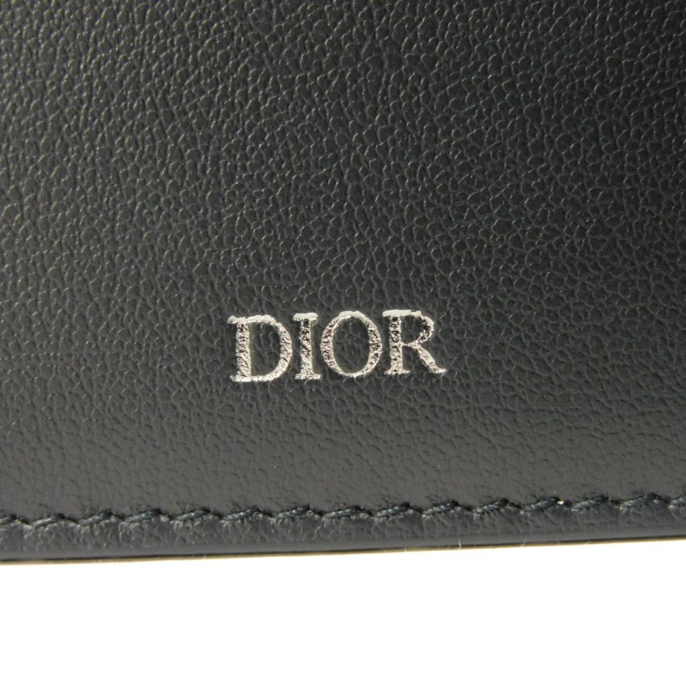 Dior Bifold Wallet 2ESBH069YSE_H03E Jacquard canvas x smooth calf leather black logo metal Oblique Jacquard Money Clip Wallet