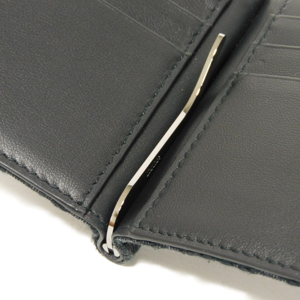 Dior Bifold Wallet 2ESBH069YSE_H03E Jacquard canvas x smooth calf leather black logo metal Oblique Jacquard Money Clip Wallet