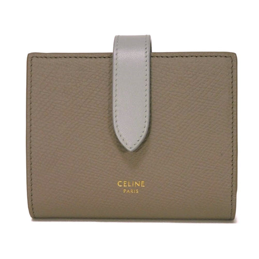 CELINE Bifold Wallet 10H263BRU.10PI Grained calfskin (embossed) x smooth calfskin pebble x mineral New logo Small strap wallet