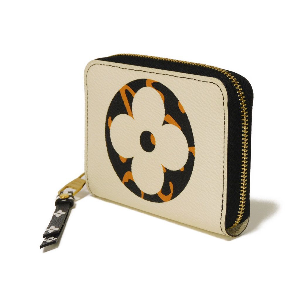 LOUIS VUITTON Coin case M67879 Monogram Giant Canvas (Animal Print) x Grain Leather Ivory Monogram Giant LV Jungle Animal Zip around purse