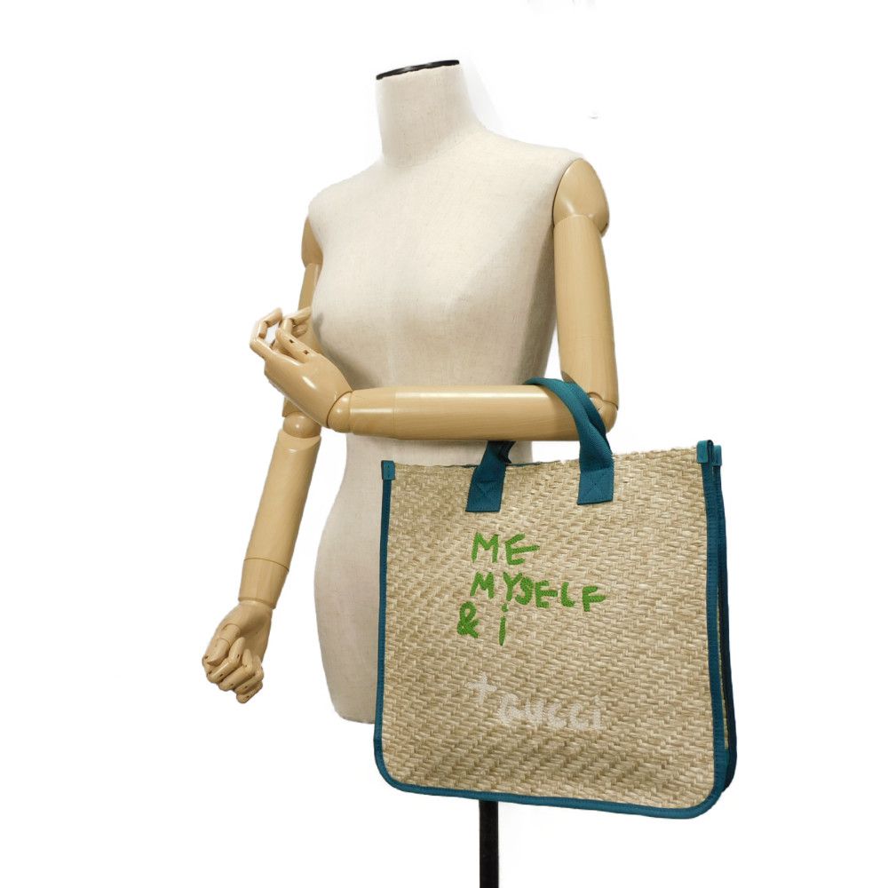 GUCCI Tote Bag 605831 straw natural logo ME MYSELF & I Tote