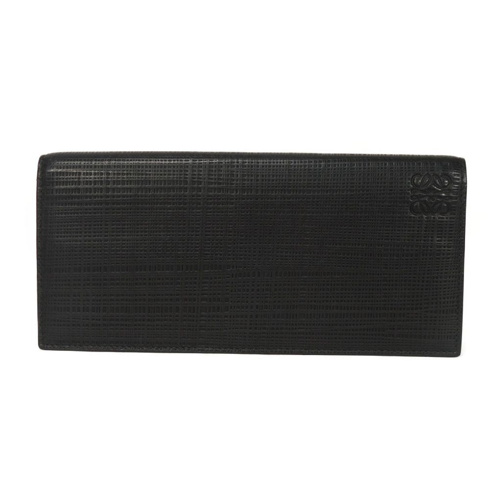 LOEWE Long Wallet Purse 101.79.978 textured calfskin black Anagram emboss Linen Long Horizontal Wallet