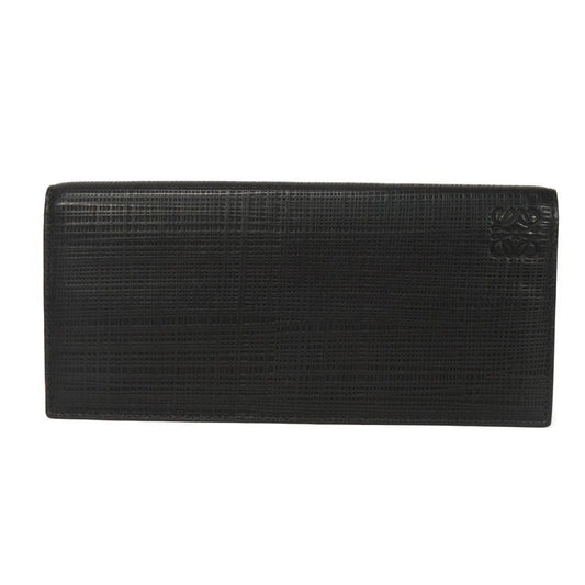 LOEWE Long Wallet Purse 101.79.978 textured calfskin black Anagram emboss Linen Long Horizontal Wallet