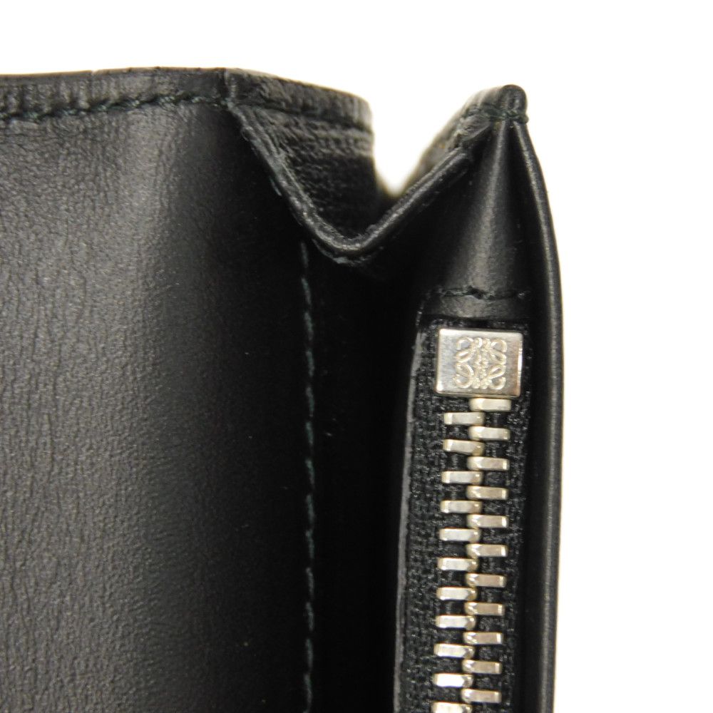 LOEWE Long Wallet Purse 101.79.978 textured calfskin black Anagram emboss Linen Long Horizontal Wallet