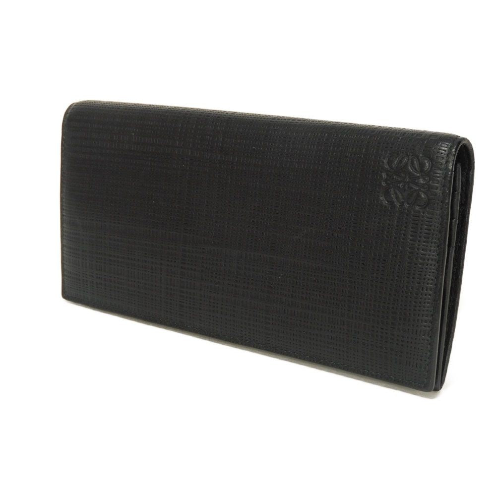 LOEWE Long Wallet Purse 101.79.978 textured calfskin black Anagram emboss Linen Long Horizontal Wallet