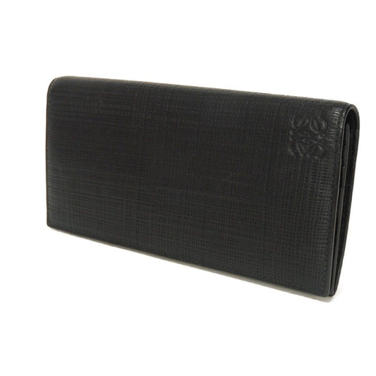 LOEWE Long Wallet Purse 101.79.978 textured calfskin black Anagram emboss Linen Long Horizontal Wallet