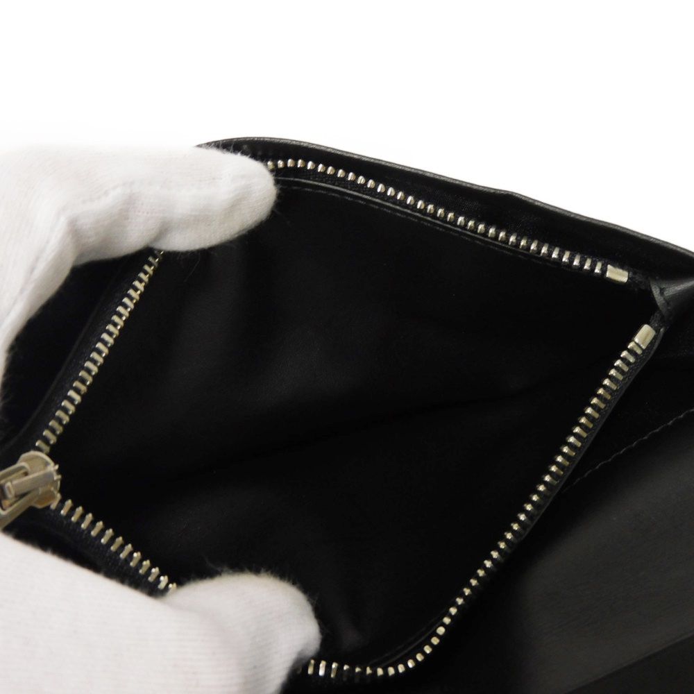 LOEWE Long Wallet Purse 101.79.978 textured calfskin black Anagram emboss Linen Long Horizontal Wallet
