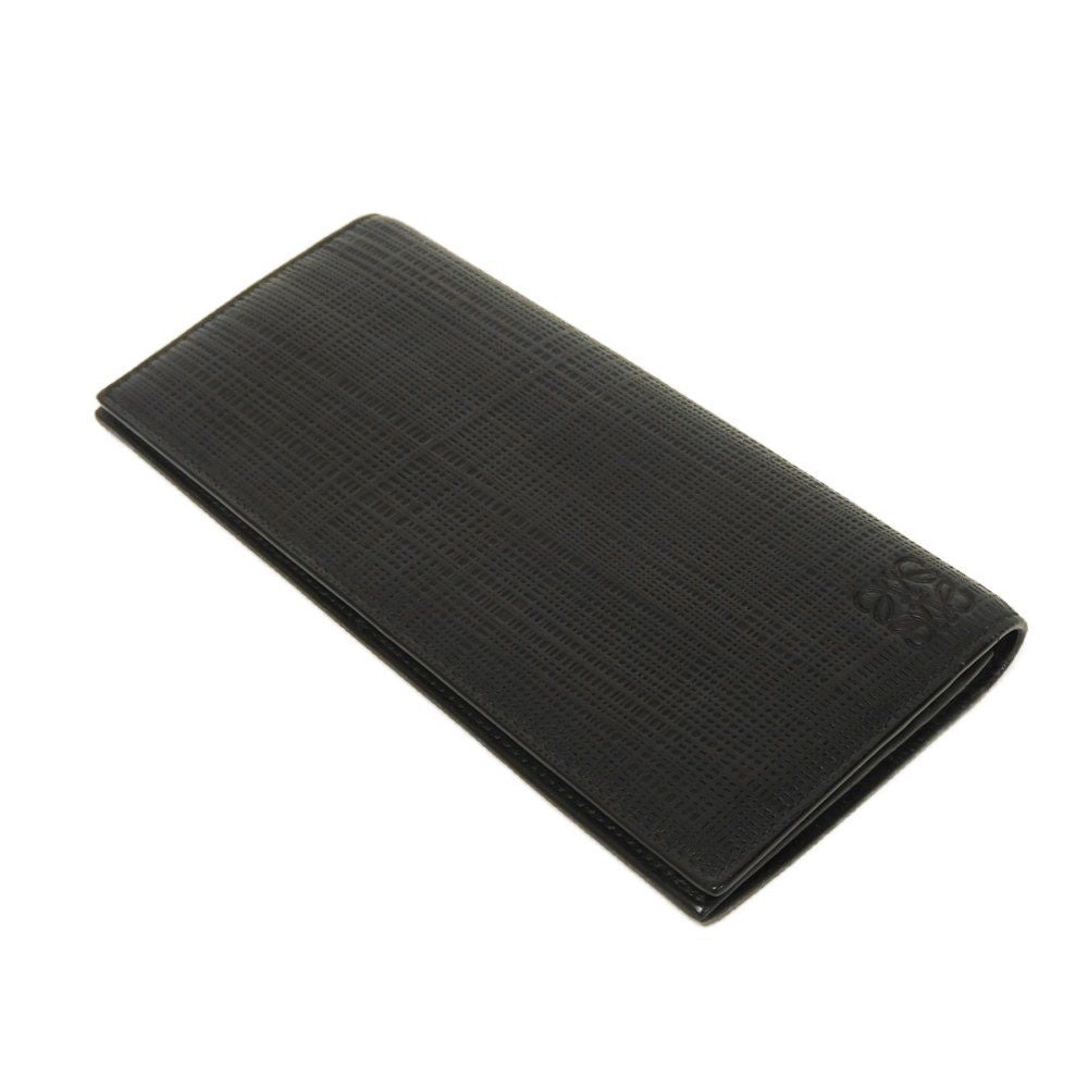 LOEWE Long Wallet Purse 101.79.978 textured calfskin black Anagram emboss Linen Long Horizontal Wallet