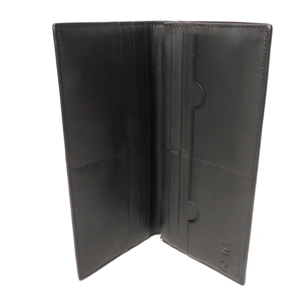 LOEWE Long Wallet Purse 101.79.978 textured calfskin black Anagram emboss Linen Long Horizontal Wallet