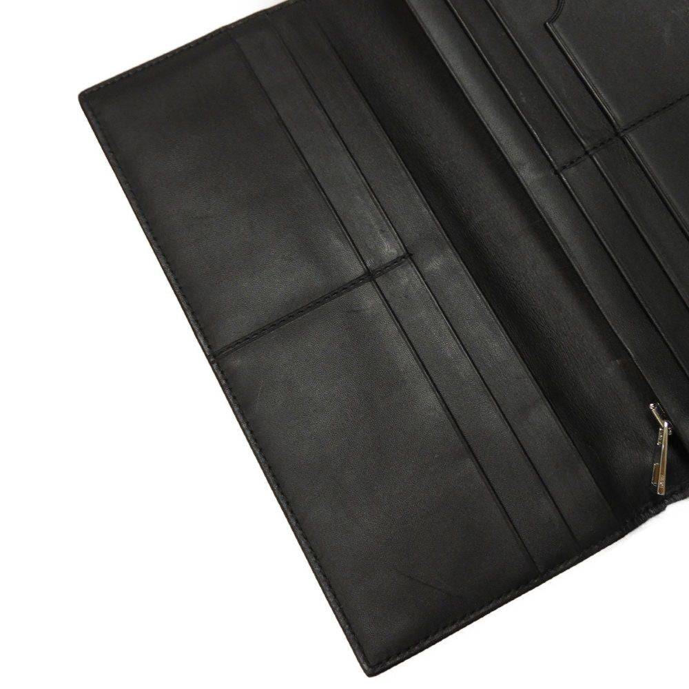 LOEWE Long Wallet Purse 101.79.978 textured calfskin black Anagram emboss Linen Long Horizontal Wallet