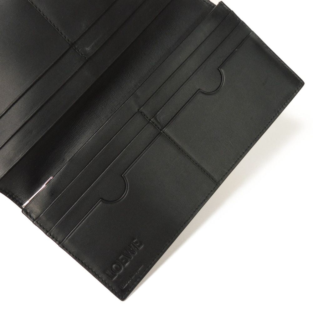 LOEWE Long Wallet Purse 101.79.978 textured calfskin black Anagram emboss Linen Long Horizontal Wallet
