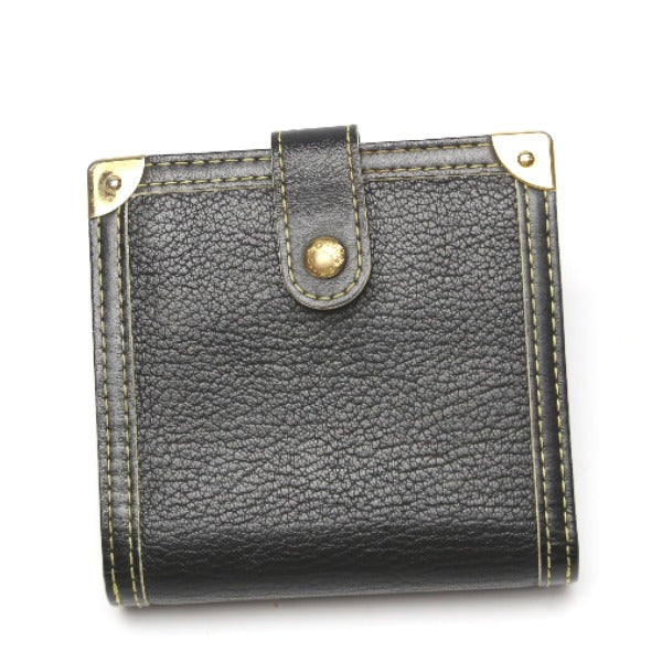 LOUIS VUITTON Bifold Wallet M91828 leather black Fastener Coin Pocket Suhari Compact zip mens(Unisex) Used Authentic