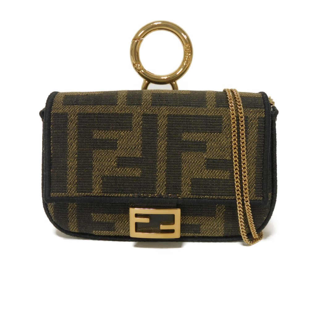 FENDI Shoulder Bag 7AR844 A6V5 F17U4 fabric Brown FF logo Nano Bucket Bag Charm