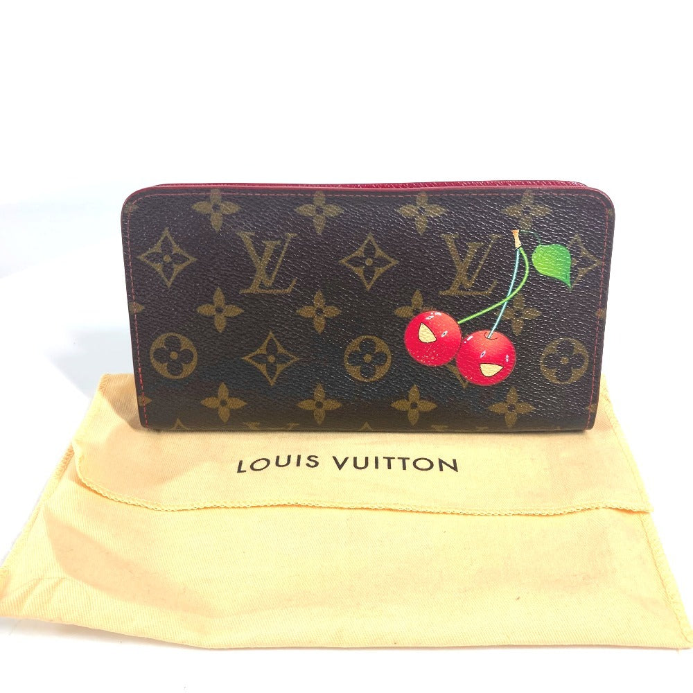 LOUIS VUITTON Long Wallet Purse M95006 Monogram Cherry Canvas Brown Monogram Cherry by Takashi Murakami Porto Monet Zip Women Used Authentic