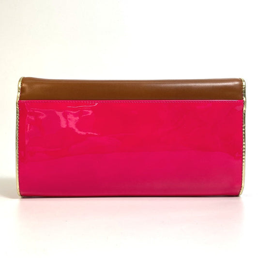 Christian Louboutin Clutch bag 1120586 Calfskin/patent leather/suede Brown x pink By color Riviera Women Used Authentic