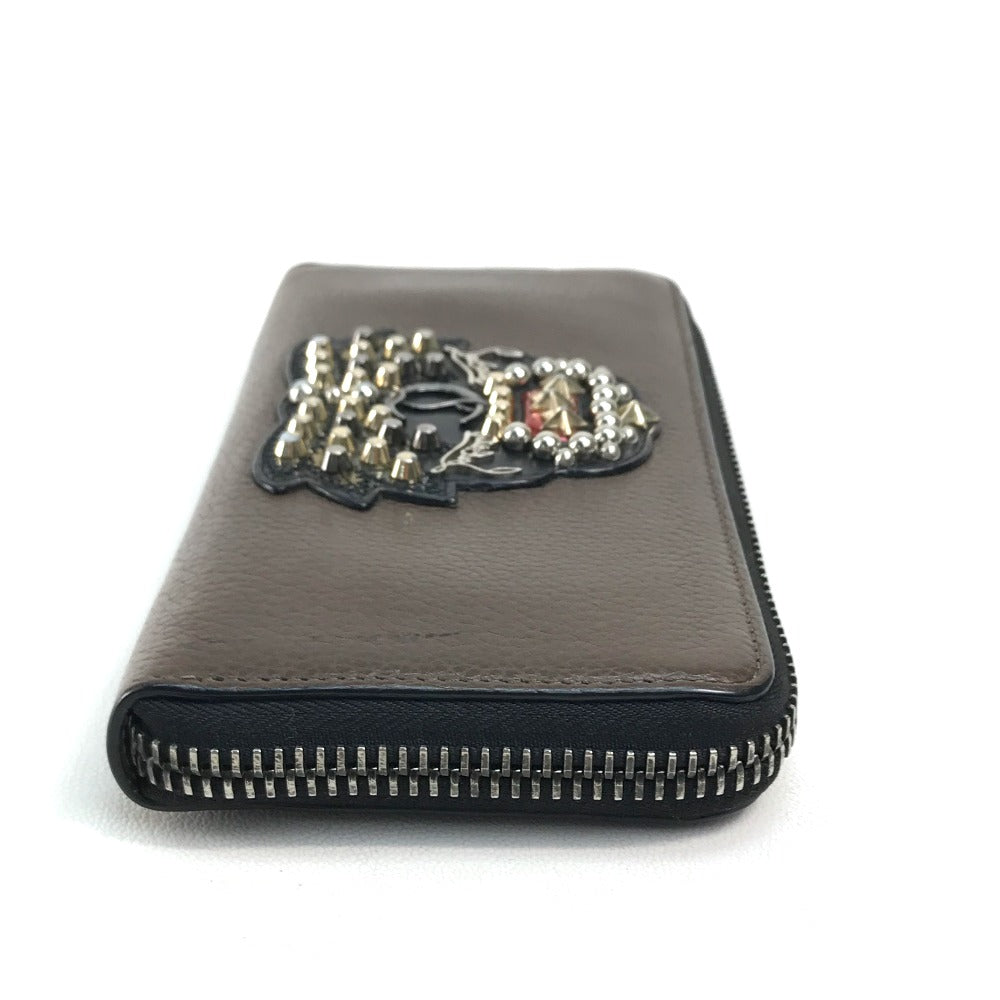 Christian Louboutin Long Wallet Purse 1175060 Calf leather Brown Studs logo Panettone mens Used Authentic