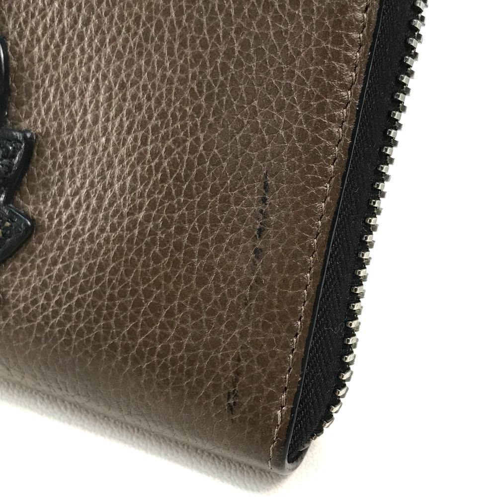Christian Louboutin Long Wallet Purse 1175060 Calf leather Brown Studs logo Panettone mens Used Authentic
