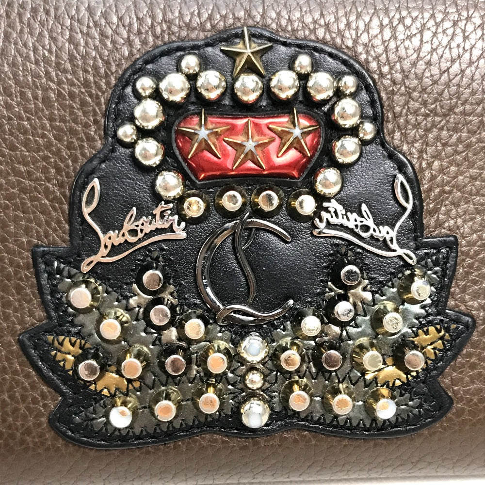Christian Louboutin Long Wallet Purse 1175060 Calf leather Brown Studs logo Panettone mens Used Authentic