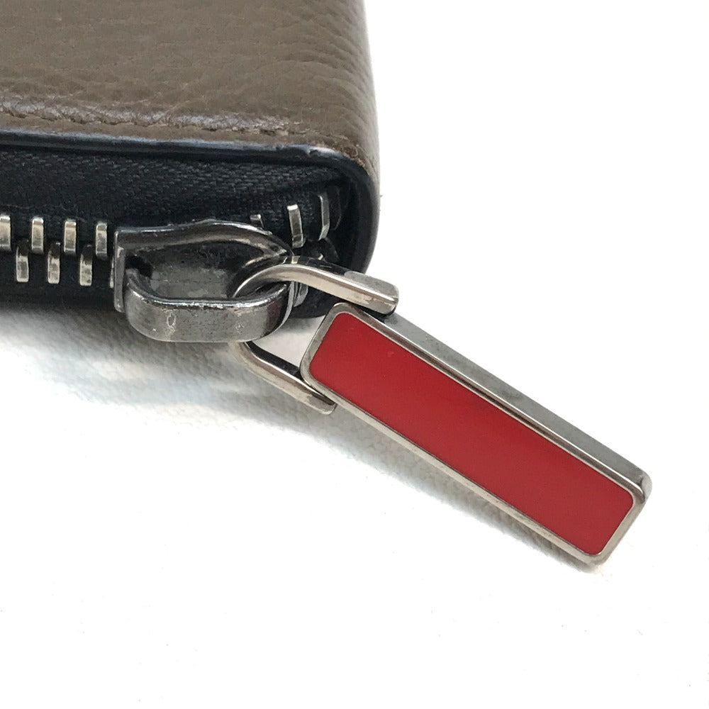 Christian Louboutin Long Wallet Purse 1175060 Calf leather Brown Studs logo Panettone mens Used Authentic
