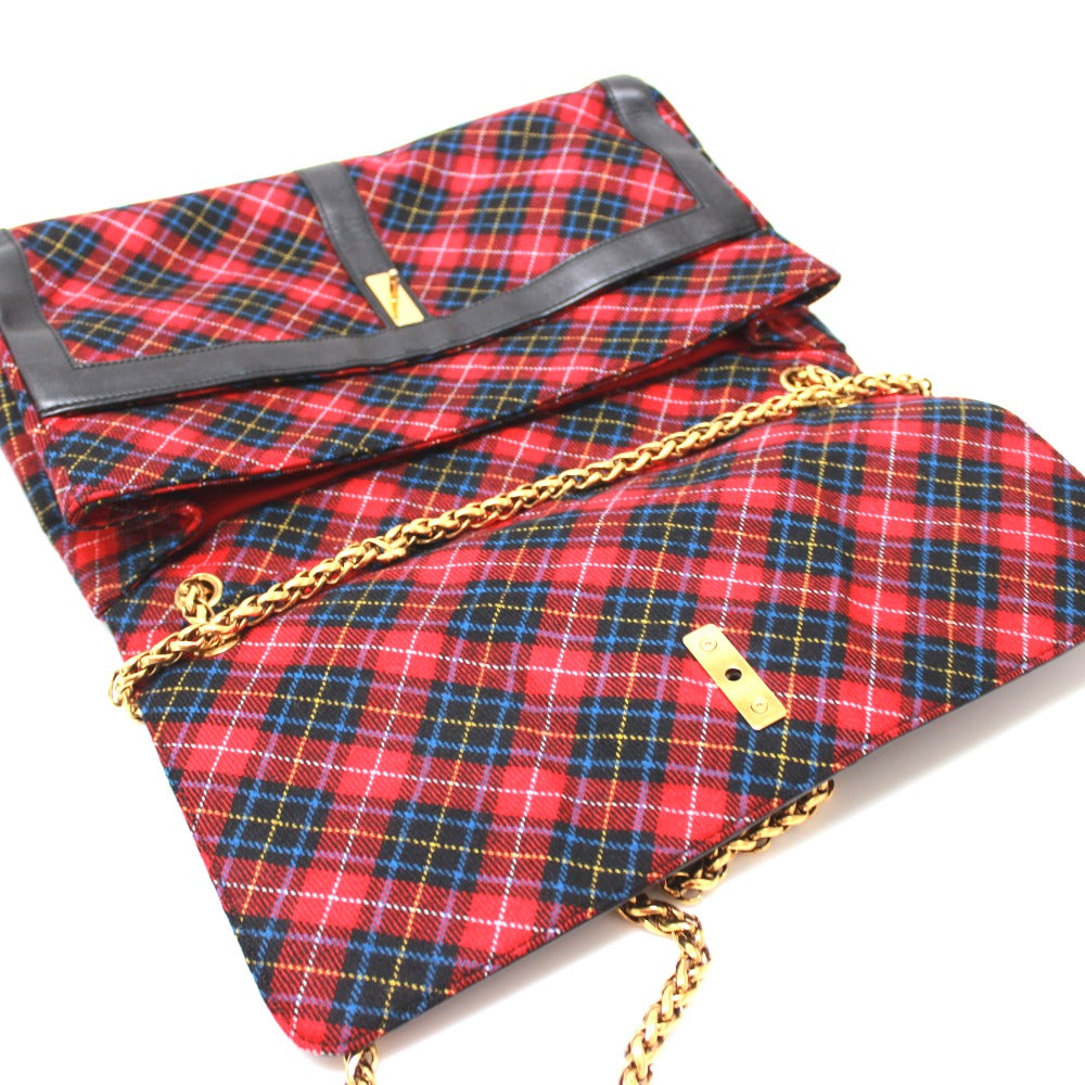 Christian Louboutin Shoulder Bag Canvas / leather Red Check Pattern Sweet charity Women Used Authentic