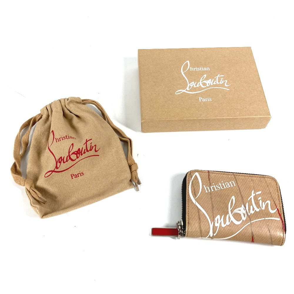 Christian Louboutin Coin case leather beige Wallet Coin Pocket craft logo Women Used Authentic