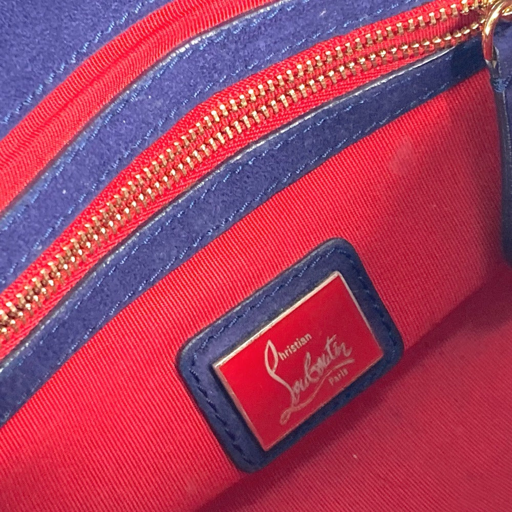 Christian Louboutin Shoulder Bag Patent leather Navy Chain bag, 2WAY bag, clutch bag, flap logo riviera