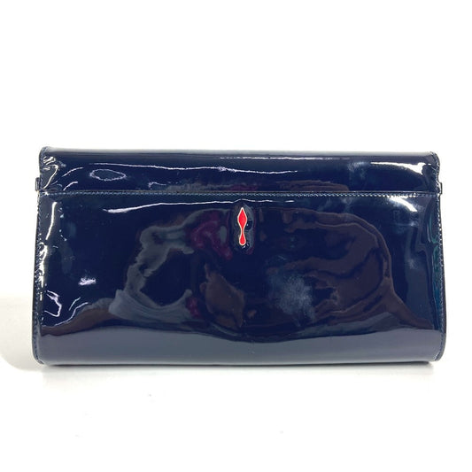 Christian Louboutin Shoulder Bag Patent leather Navy Chain bag, 2WAY bag, clutch bag, flap logo riviera