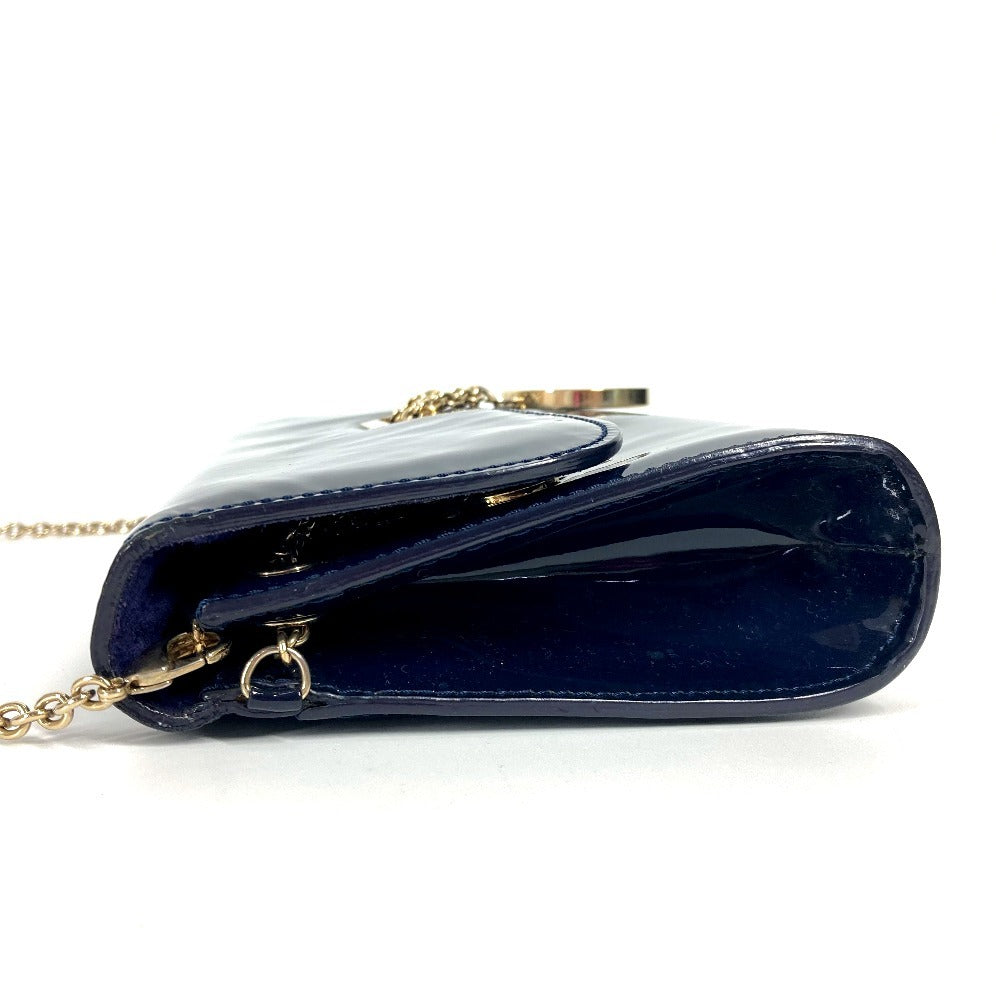 Christian Louboutin Shoulder Bag Patent leather Navy Chain bag, 2WAY bag, clutch bag, flap logo riviera