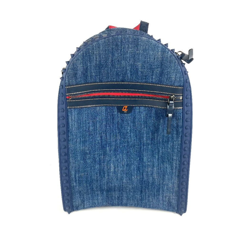 Christian Louboutin Backpack denim blue logo studs