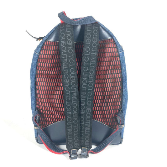 Christian Louboutin Backpack denim blue logo studs