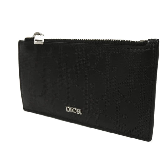 Dior Coin case 2ESBC250VPD_H03E Smooth scarf skin black Oblique Galaxy Zip card holder