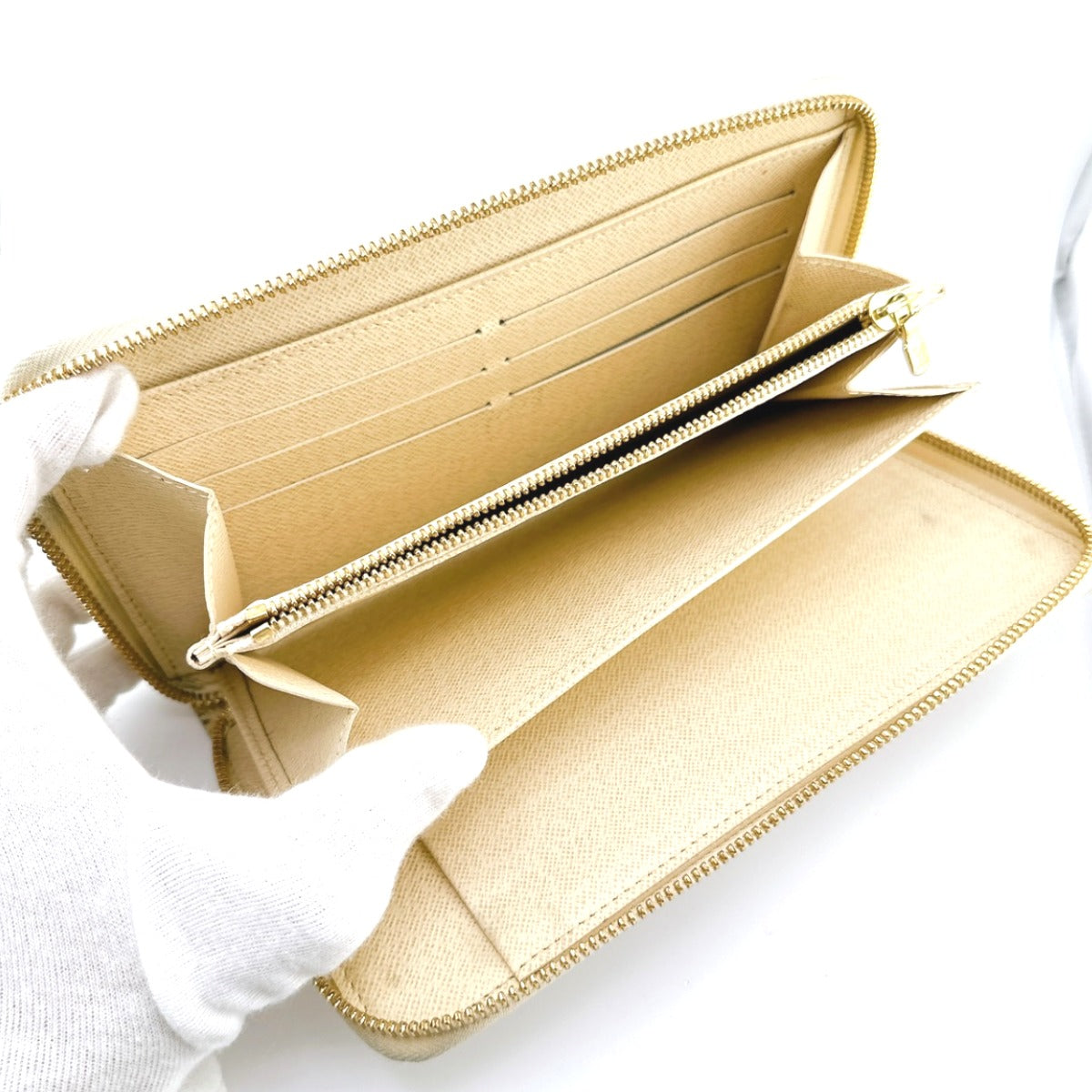 LOUIS VUITTON Long Wallet Purse N60012 Damier canvas white Zip Around long wallet Damier Azur Zippy Organizer unisex(Unisex) Used Authentic