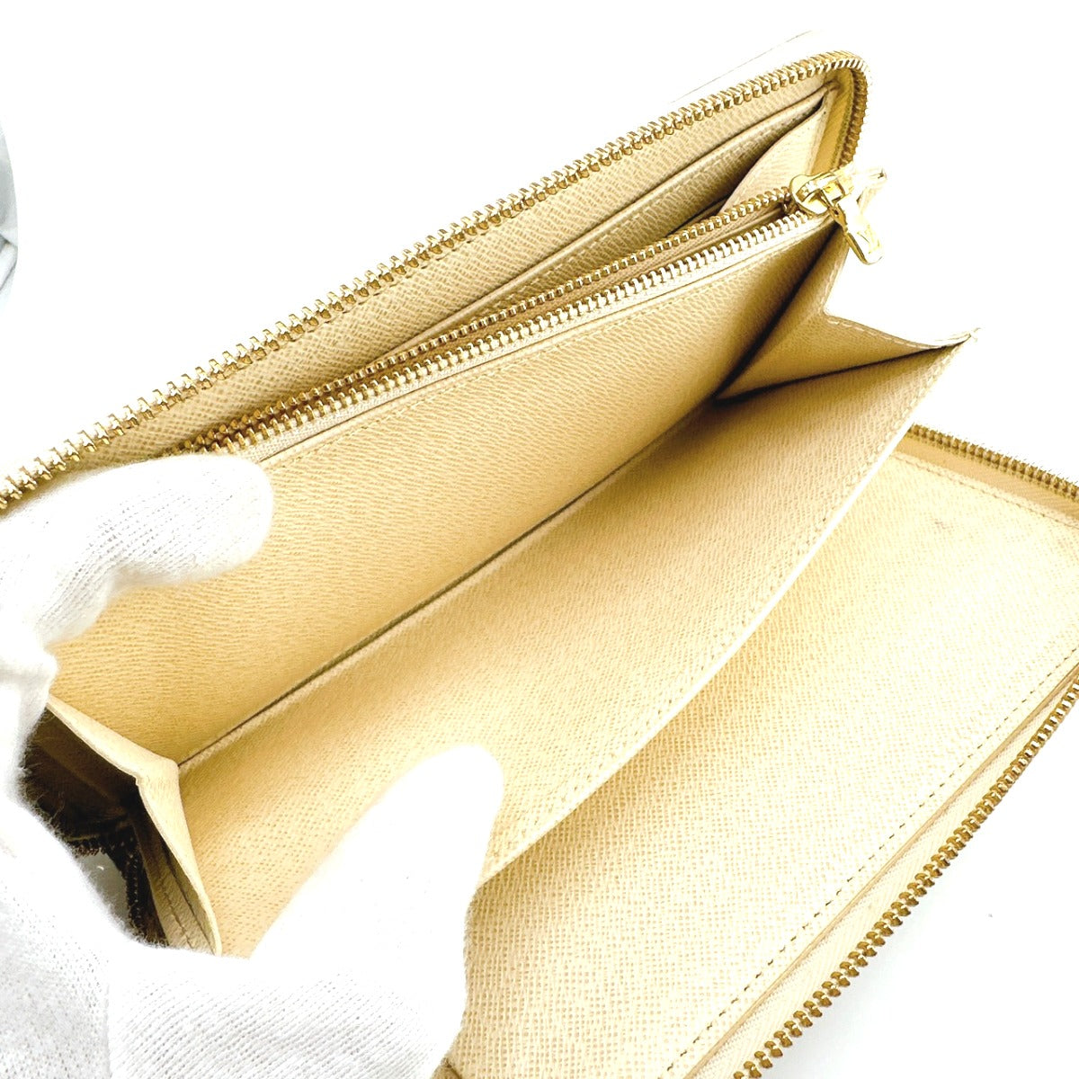 LOUIS VUITTON Long Wallet Purse N60012 Damier canvas white Zip Around long wallet Damier Azur Zippy Organizer unisex(Unisex) Used Authentic