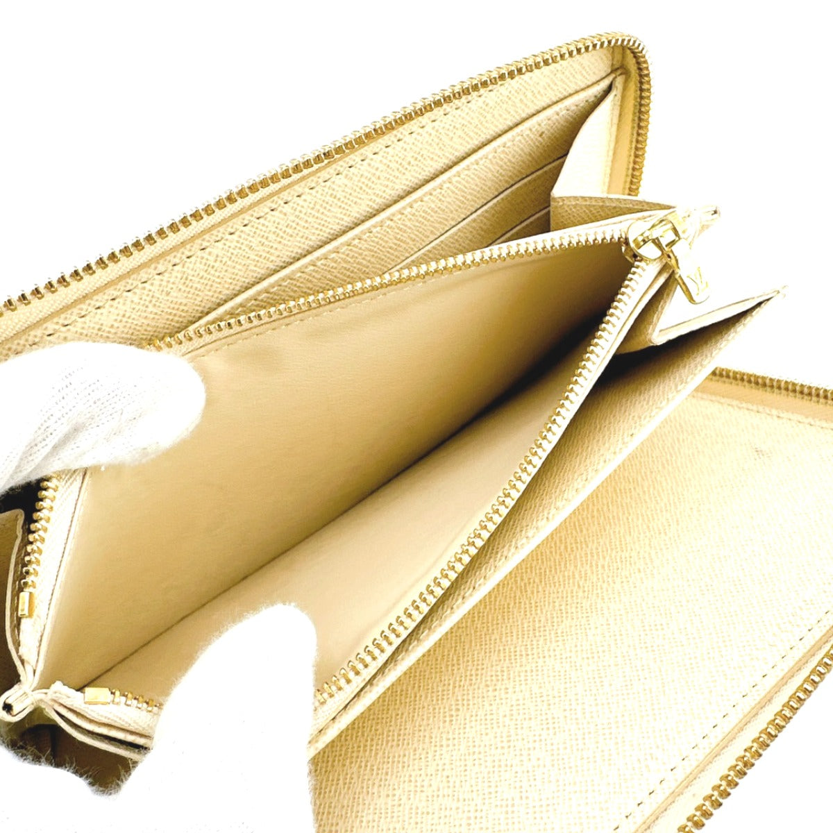 LOUIS VUITTON Long Wallet Purse N60012 Damier canvas white Zip Around long wallet Damier Azur Zippy Organizer unisex(Unisex) Used Authentic