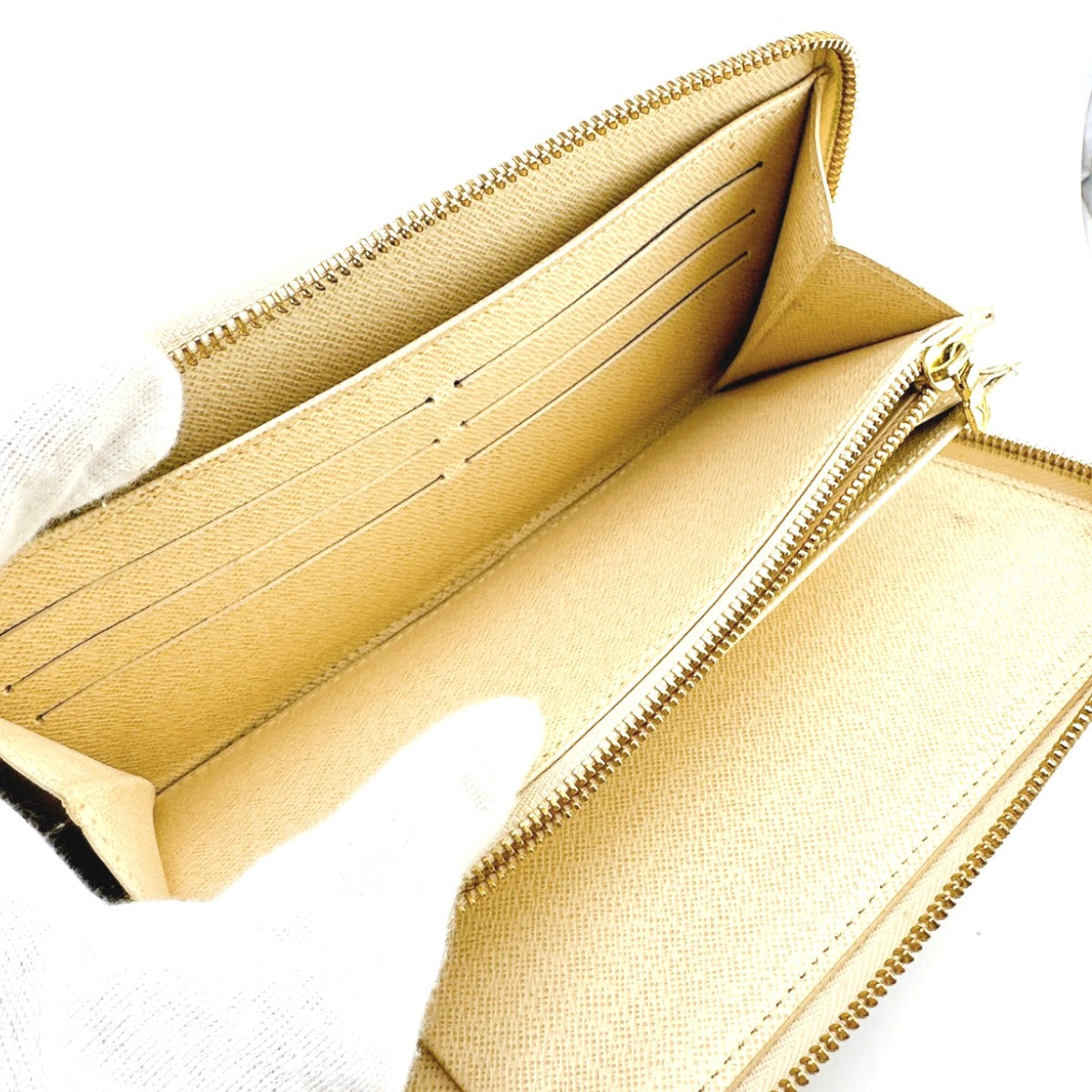 LOUIS VUITTON Long Wallet Purse N60012 Damier canvas white Zip Around long wallet Damier Azur Zippy Organizer unisex(Unisex) Used Authentic