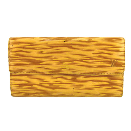 LOUIS VUITTON Long Wallet Purse ‚l63579 Epi Leather yellow Trifold purse Epi Porto Mon Credit Women Used Authentic