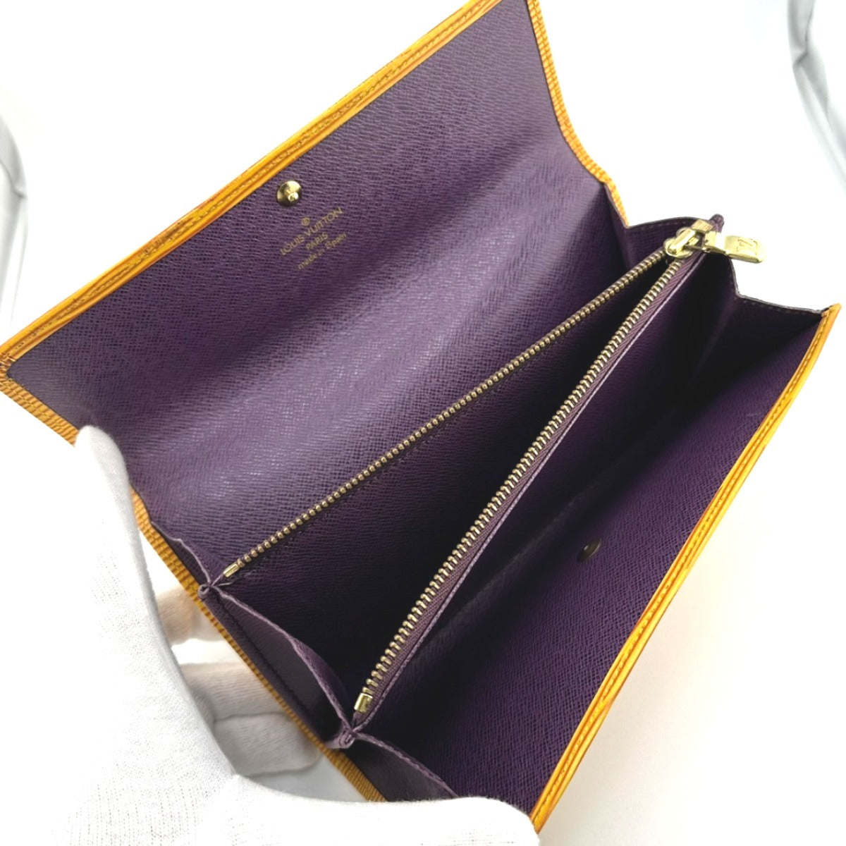 LOUIS VUITTON Long Wallet Purse ‚l63579 Epi Leather yellow Trifold purse Epi Porto Mon Credit Women Used Authentic