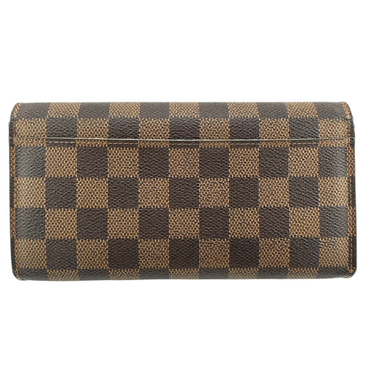 LOUIS VUITTON Long Wallet Purse N63209 Damier canvas Brown Zip Around Damier Portefeuille Sara Women Used Authentic