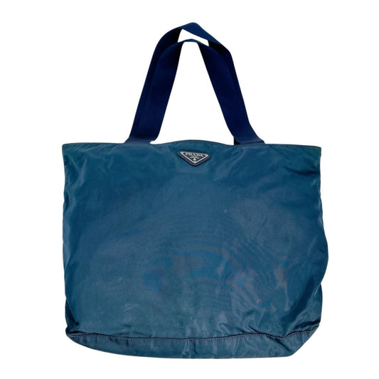 PRADA Tote Bag Nylon blue Tote Bag Commuting to school Large enough to fit A4 size paper Women Used Authentic
