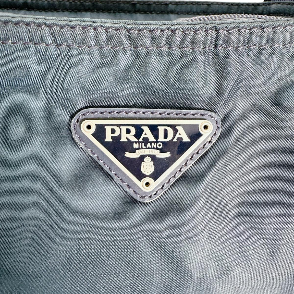 PRADA Tote Bag Nylon blue Tote Bag Commuting to school Large enough to fit A4 size paper Women Used Authentic