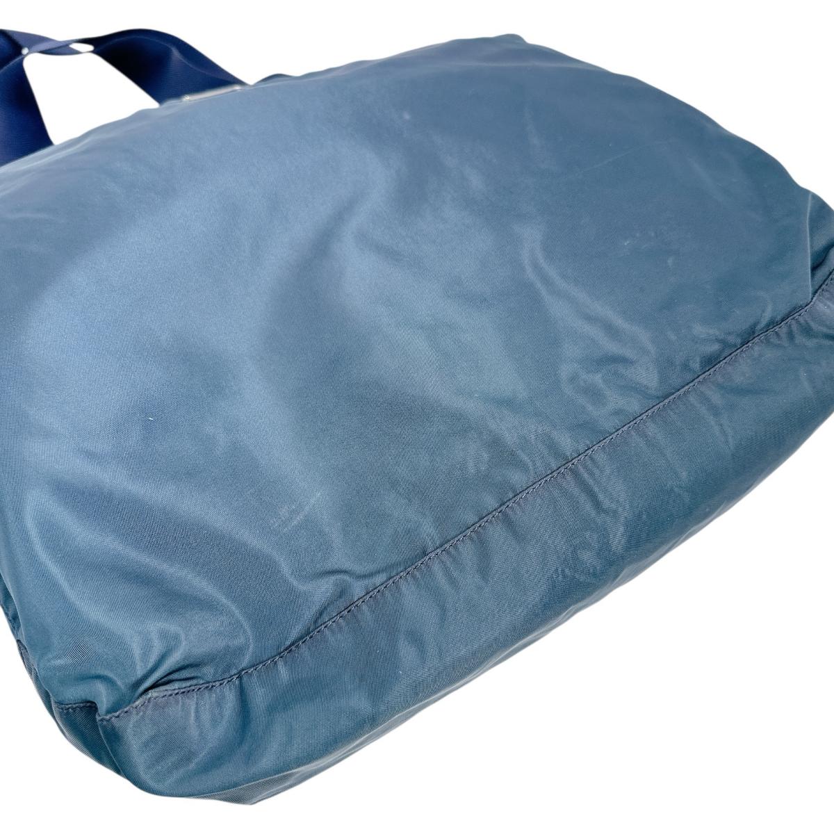 PRADA Tote Bag Nylon blue Tote Bag Commuting to school Large enough to fit A4 size paper Women Used Authentic
