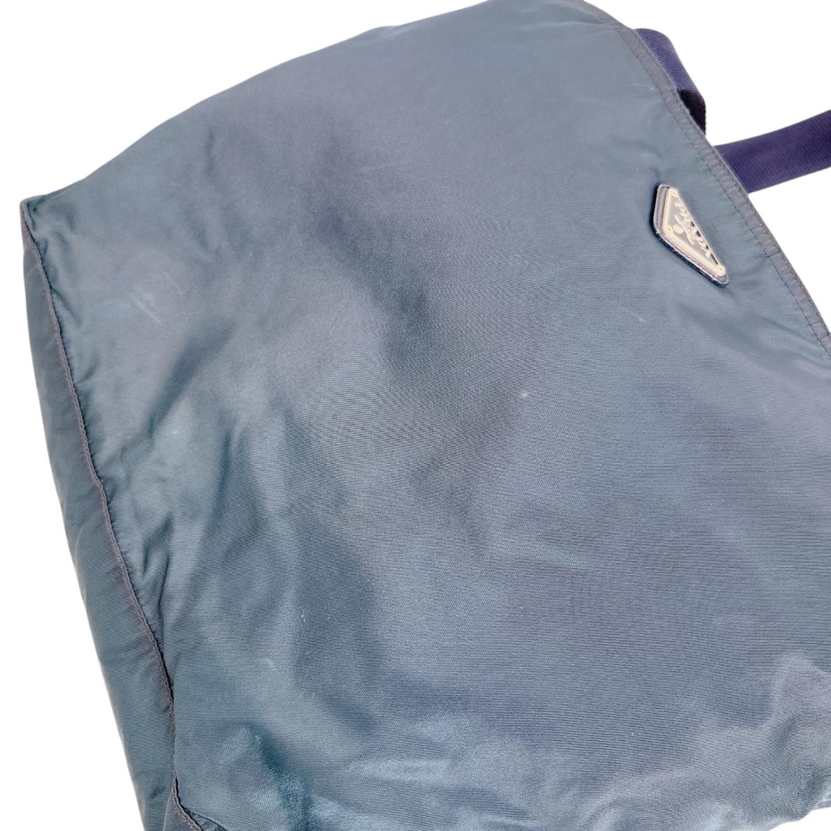 PRADA Tote Bag Nylon blue Tote Bag Commuting to school Large enough to fit A4 size paper Women Used Authentic