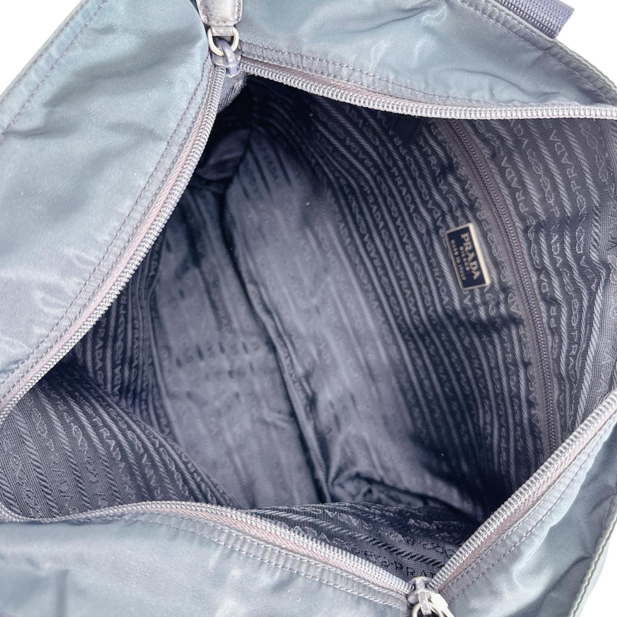 PRADA Tote Bag Nylon blue Tote Bag Commuting to school Large enough to fit A4 size paper Women Used Authentic