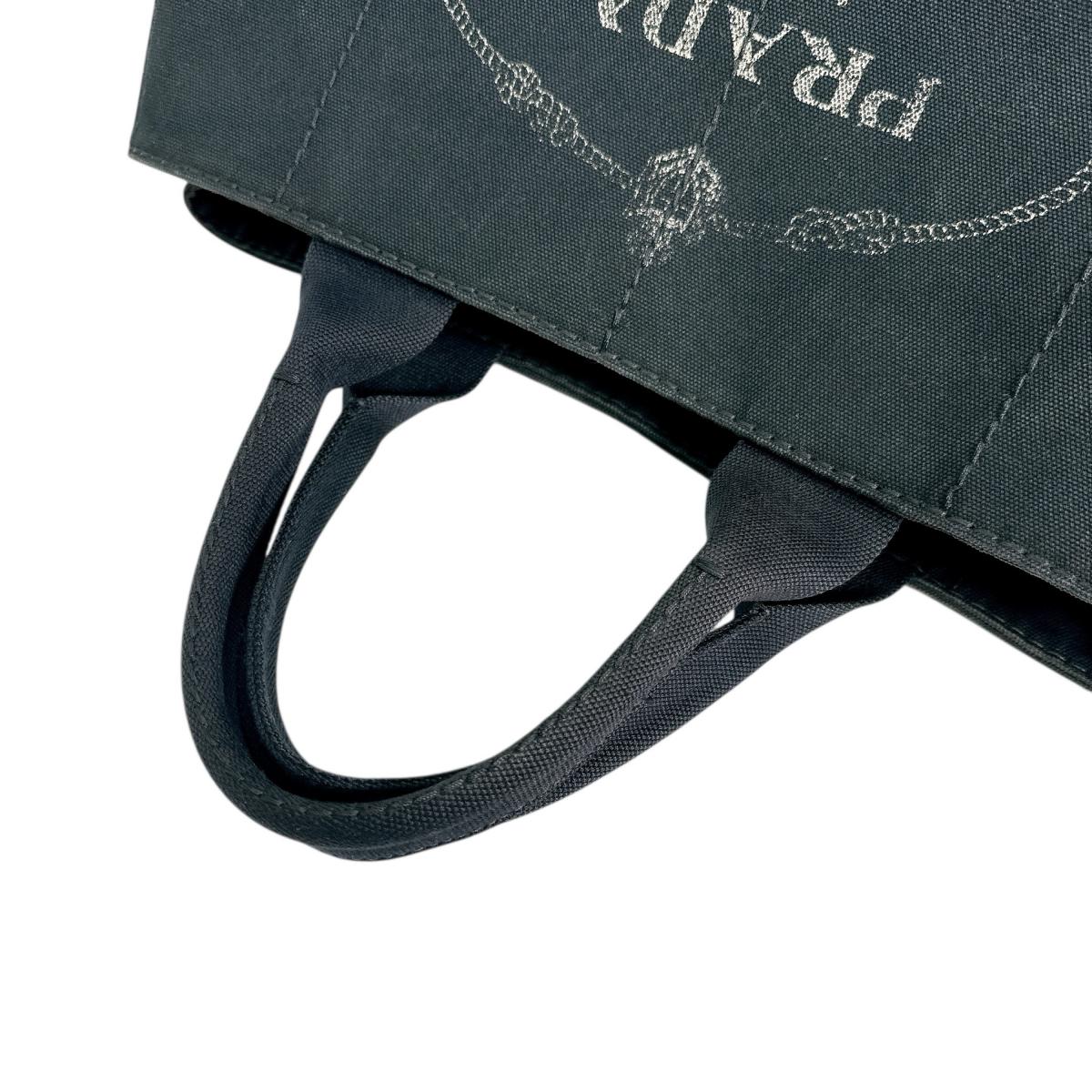 PRADA Tote Bag IBG642 canvas black L size Kanapa GM Women L Used Authentic
