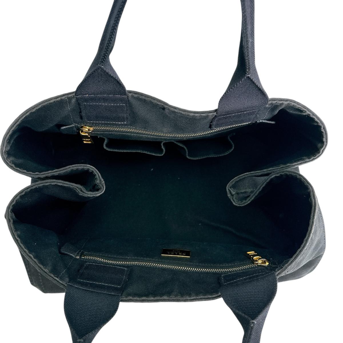 PRADA Tote Bag IBG642 canvas black L size Kanapa GM Women L Used Authentic