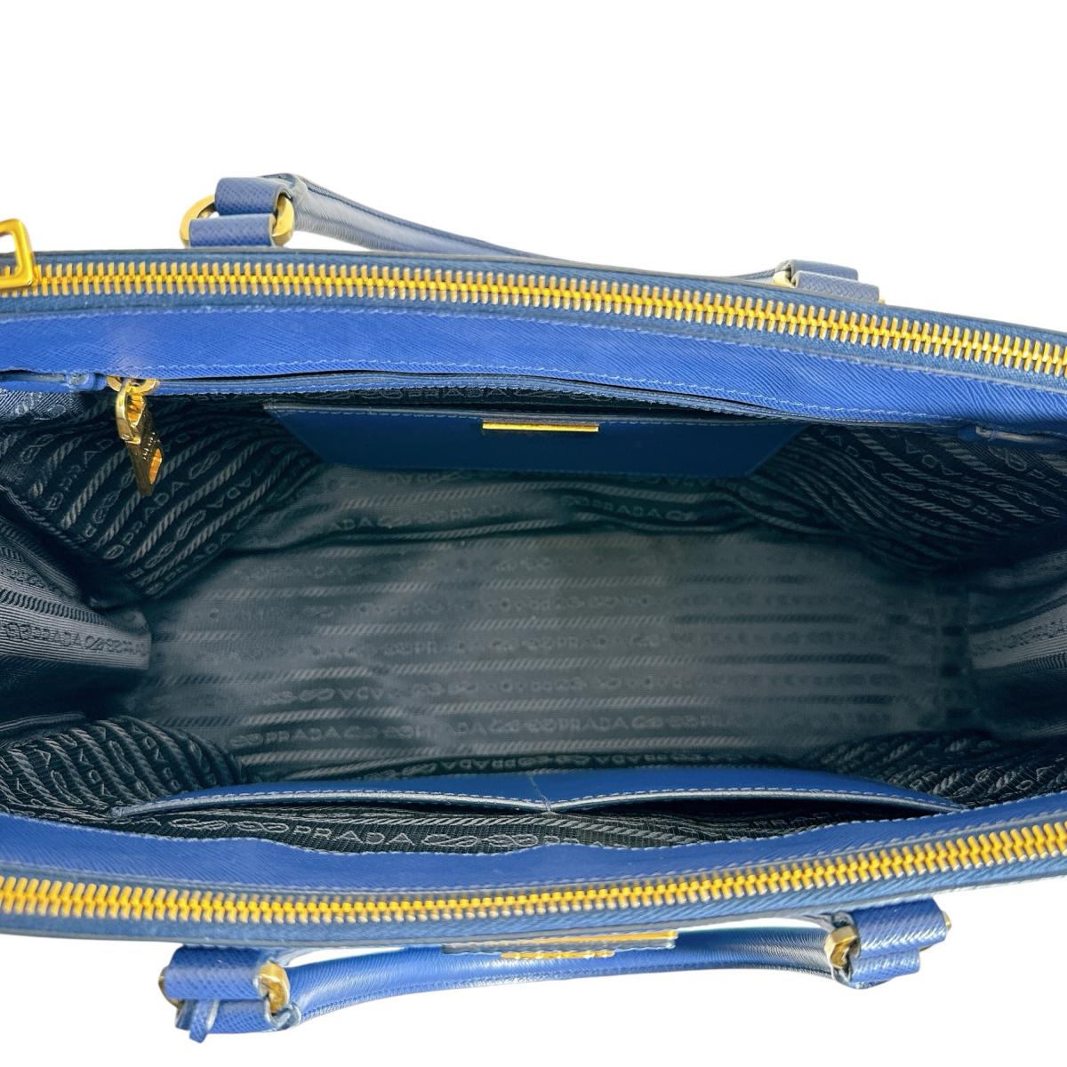 PRADA Handbag 1BA786 leather blue Sapphiano Galleria