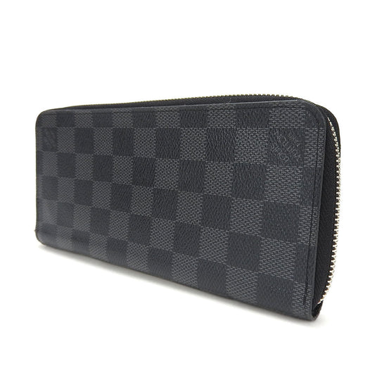 LOUIS VUITTON Long Wallet Purse N63095 Damier Grafitte black Damier Graphite Zippy wallet Vertical mens Used Authentic