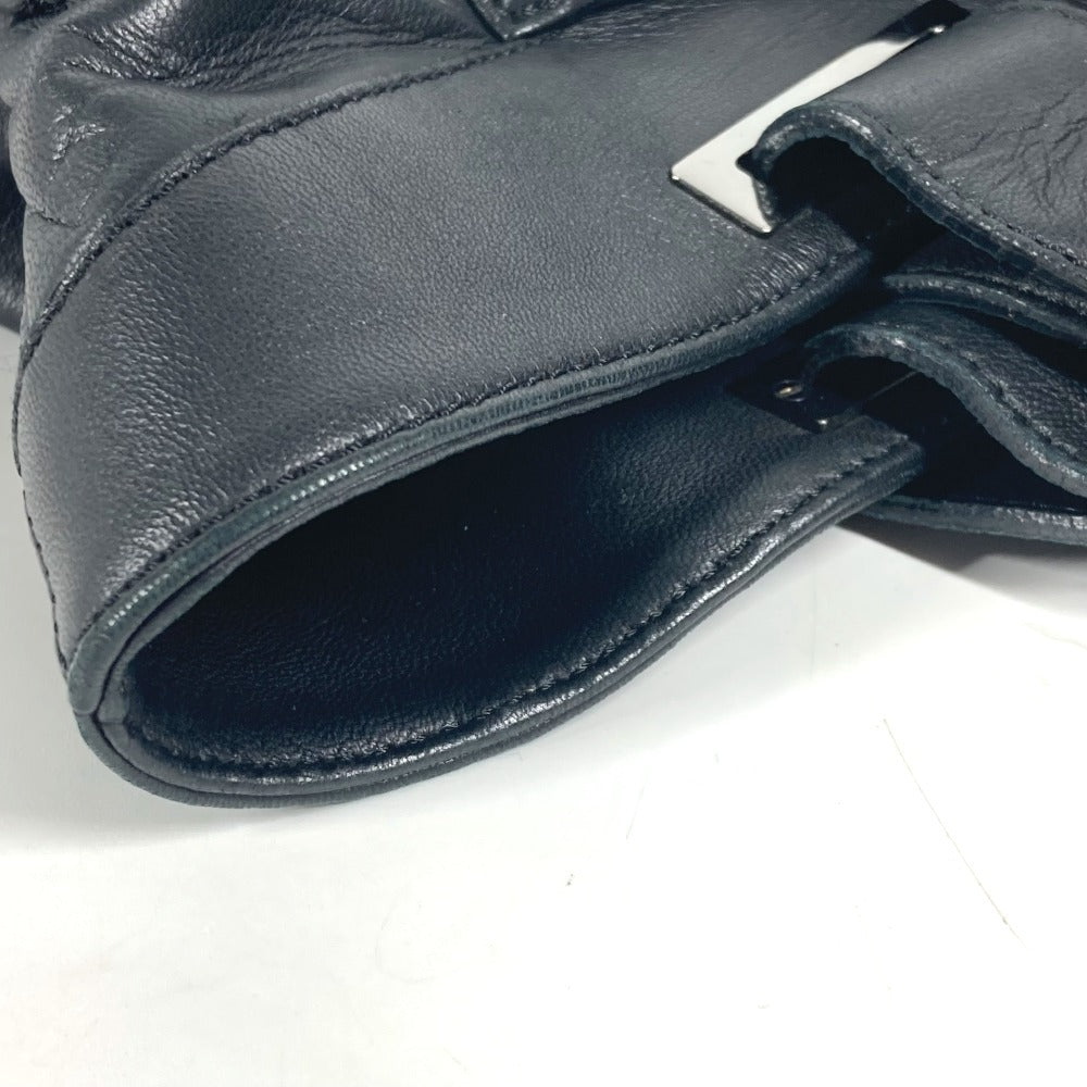 LOEWE Tote Bag leather black logo anagram Women Used Authentic