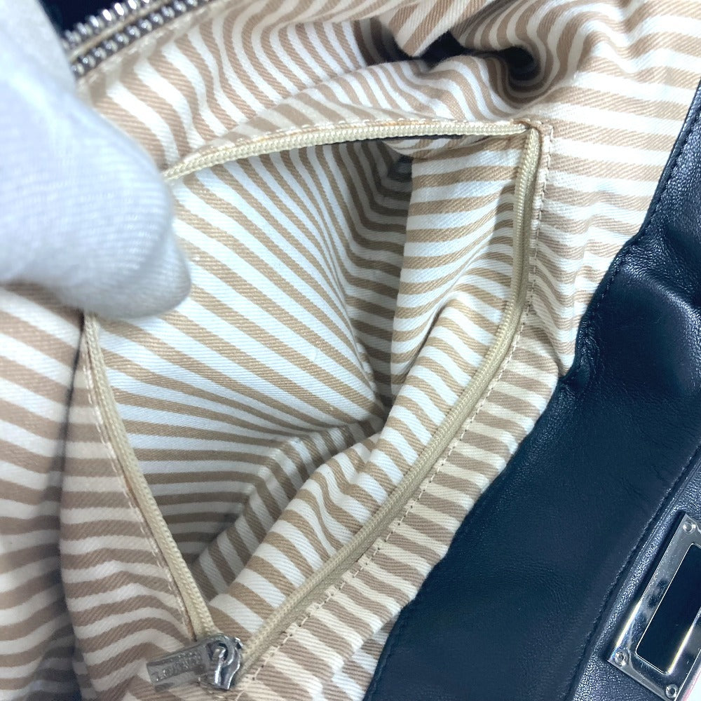 LOEWE Tote Bag leather black logo anagram Women Used Authentic